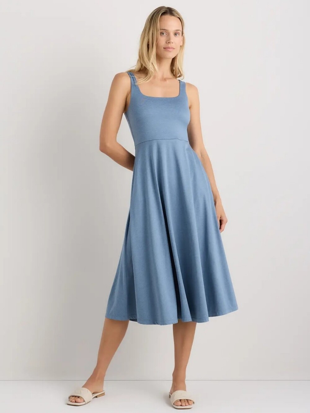 Quince Women's Flowknit Breeze Fit & Flare Dress, Large